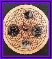 ORGONE BLACK TOURMALINE PLATONIC SOLIDS SET, CRYSTAL GEOMETRY SET