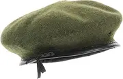 [GLSTOY] Vintage Wool Beret Hat for Men Women Cozy Artist Cap Classic Autumn Beanie Warm Headwear Solid Gender Neutral Cold Weather Ready Olive Green