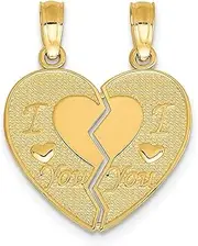 [Diamond2Deal] Women's 14k Yellow Gold I Love You Break Apart Heart Pendant