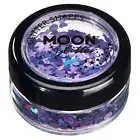 Smiffys Moon Glitter Holographic Glitter Shapes, Purple