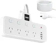 [JOZUTTOW] Power Board Individual Switches 12 in 1, 3M Extension Cord Power Strip with 8 AC Outlets, 2 USB A & 2 USB C PD30W Super Fast Charging, Wall Mount Surge Protector for Home Office Dorm(White)