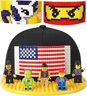 [Yanscian] Snapback Hat Flat Bill Baseball Cap Building Block American US Flag for Kids & Adults Compatible with Lego