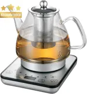 Electric Glass Kettle, 800W Fast Boil, Tea Infuser, 1.2L, Auto Shut Off, Silver