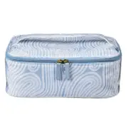FEMME BEAUTE TRAIN CASE BLUE ABSTRACT