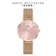 Daniel Wellington 手錶 Petite Melrose Pink 32mm柔光粉玫瑰金米蘭金屬錶-粉紅錶盤-玫瑰金框(DW00100367)