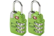 2x Lewis N Clark TSA Approved Combination Lock Travel Luggage Padlock - Green