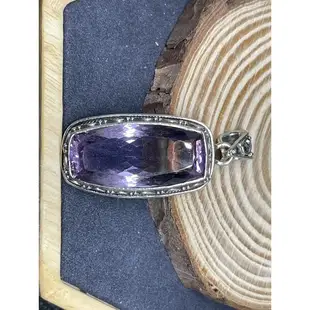 尼泊爾手工925純銀天然紫水晶項鍊吊墜