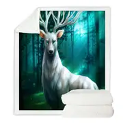 Fantasy Animal Art Forest Deer God Throw Blanket