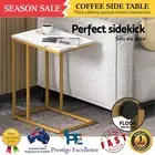 Marble Side Table C-Shaped Couch Laptop Coffee Table Slide Under Sofa Bed Indoor