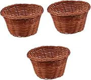 IMIKEYA 3pcs Woven Mini Basket Cute Willow Tray Small Willow Basket Pink Girl Miniatures Decorative Weaved Handwoven Wicker Pantry Mini Rattan Organizing Small Round Wooden