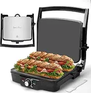Baker's Friend Panini Press Electric Griddle, Panini Grill Press Sandwich Maker Press, Grilled Cheese Maker, Sandwichera Electrical, Browning Control, Non-stick, 4 slice toaster, Australian Plug