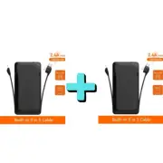 Fast Charging Power Bank 10000mAh With Type-C Micro IOS Cable- BLACK x 2