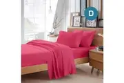 Double Size Hot Pink Color Poly Cotton Fitted Sheet Flat Sheet Pillowcase Sheet Set