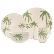 BAUM Dinnerware Set Dishwasher Safe Year Round Ceramic Palm Island 16-Peices
