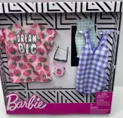 Barbie Fashion Pack "Dream Big" Strawberry & Checkered Pattern Shirts and Dress