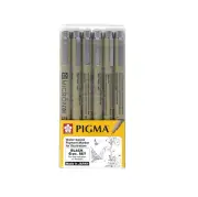 Sakura Pigma Micron Drawing Pens Set, (Size: 005, 01, 03, 05,08, Brush Tip) B...
