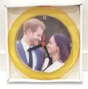 Harry & Meghan 7" Gold novelty wall/desk clock Brand New