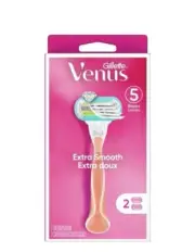 2x Gillette Venus Extra Smooth Pink Women's Razor Handle with 2 Blade Refills