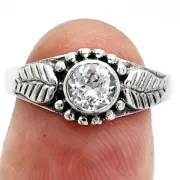 Natural White Quartz 925 Sterling Silver Ring s.7 Jewelry R-1404