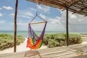 Mayan Legacy Extra Large Outdoor Cotton Mexican Hammock Chair in Rainbow Colour
