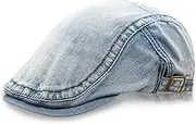 [YAMEIZE] Retro Denim Beret Hat for Men - Flat Cap Ivy Peaky Cap Denim Hat Baker Boys Hat Flat Cap Driving, Azul Claro, One Size