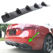 Carbon Fiber Look Car Rear Bumper Lip Diffuser Shark Fins For Alfa Romeo Giulia