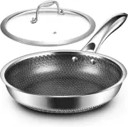 12-Inch Frying Pan with Tempered Glass Lid – Stainless Steel Skillet with Stay-C