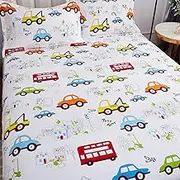Brandream Kids Boys Cars Vehicles Bed Sheet Set Cotton Sheets Set 4pcs Queen Size