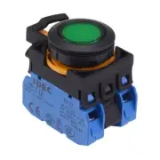 IDEC CW Series Green 24V illuminated Momentary Flush Push Button Switch 2NO IP65
