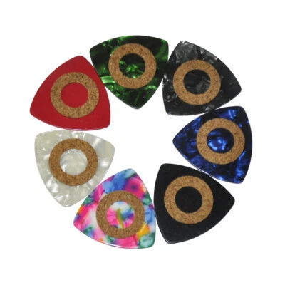 7pcs Gauge 0.71mm Cork Grip Anti-Slip Celluloid 346 Round Triangle Guitar Picks
