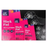2x Sketch Pad Black Paper 25 Sheets 150 gsm Drawing Black Pad Art Paper A3 A4 A5