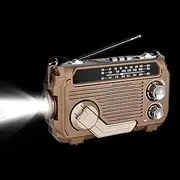Lmyit Crank Radio,Solar Hand Crank Weather Radio - with Flashlight, Lightweight Wireless Speakers, Outdoor Gear for Camping Wilderness Survival Power Outage Storm Warning