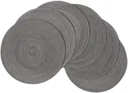 Round Placemats Set of 4/6/8 for Dining Tables 14 inch Cotton Braided Placemats Washable Reversible for Kitchen Holiday Party(Grey）
