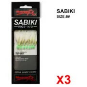 3 Packs 8# -16# Sabiki Bait Rigs Luminous Beads Fish Skin Fishing Lures Hooks