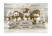 AGD Christmas Decor - Chippy Wood Feeling Frosty Snowmen 6pc