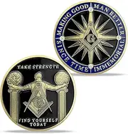 Master Mason Masonic Square Compass Coin Freemason Challenge Coin