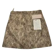 CHRISTOPHER KANE New Leather Lace Printed A-Line Skirt - Size U.S. 4 RN- 145736