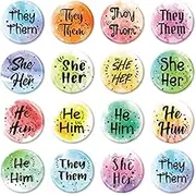 120 Pcs Pronoun Badges Pins Gender Identity Pins Round They Them Pronoun Pin Buttons Multiple Colors Pronoun Pinback for Shirts Clothes