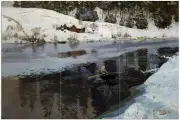 Tile Mural Winter River Simoa F. Thaulow Kitchen Wall Backsplash Marble Ceramic