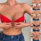 Women s Low Plunge Push Up Bra with Adjustable Clear Straps for Backless Outfits
