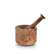 Kaizen Casa Wooden Mortar and Pestle Garlic Masher Hand Grinder Crusher Kitchen