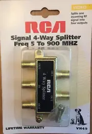 RCA Signal 4-Way Splitter Freq 5 To 900 MHz