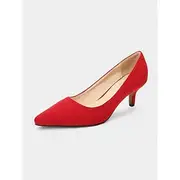 Women's Emerald Green Suede Pointed-Toe Pumps with Kitten Heels – Elegant Shoes for Office or Party Wear