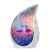 Enchanted Flamingo Forest Small Urn For Human Ashes - Urn For Ashes