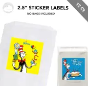 12 Dr. Seuss Birthday Party Favor Label Not Sticker Bag Treat Cat in the Hat