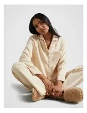 [Fine Day] Sleep Wonder Stripe Long Sleeve Shirt in Cream
