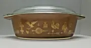Vintage Pyrex 2.5 Quart Oval Covered Casserole Early American-045, 945-C-New