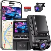 Dash Cam Front and Rear, 4k+1080P Dual Dash Camera for Cars, WiFi GPS Car Camera