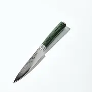 [HexClad] 5 Inch Utility Knife Japanese Damascus Stainless Steel Full Tang with Pakkawood Handle Precision Tip to Slice Through Hard Vegetables Hand Wash and Towel Dry, Silver