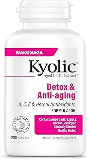 Kyolic Aged Garlic Extract Formula 105 Detox & Anti-Aging, 200 Capsules